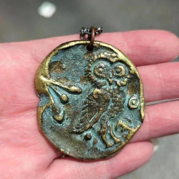 Greek Coin Pendant  Necklace - Picture 2 of 5